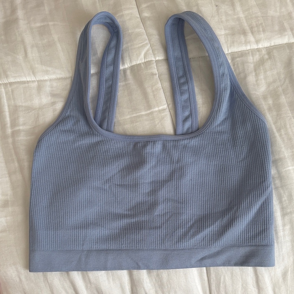 aerie Light Blue Ribbed Seamless Sports Bra